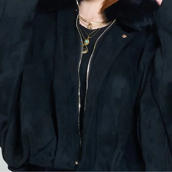 Olive Green Faux Fur Collar Jacket - Picture 3 of 8